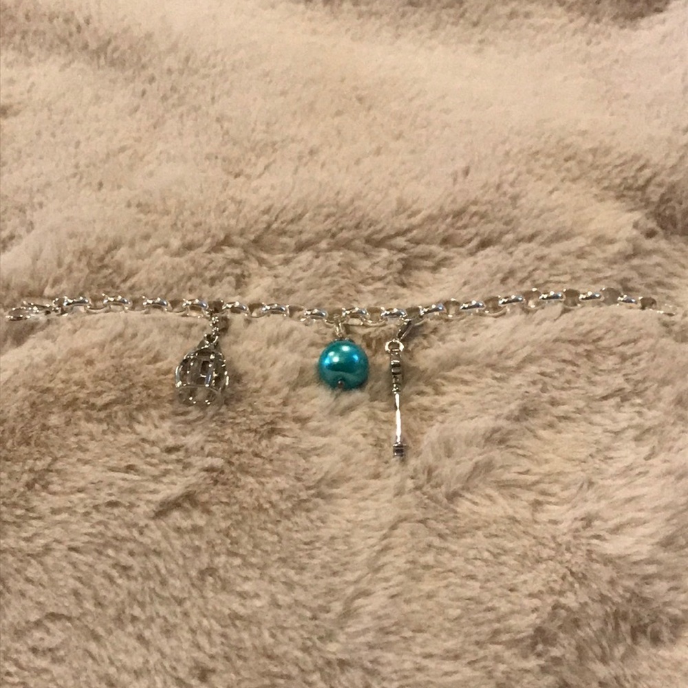 7” Origami Owl silver bracelet with charms